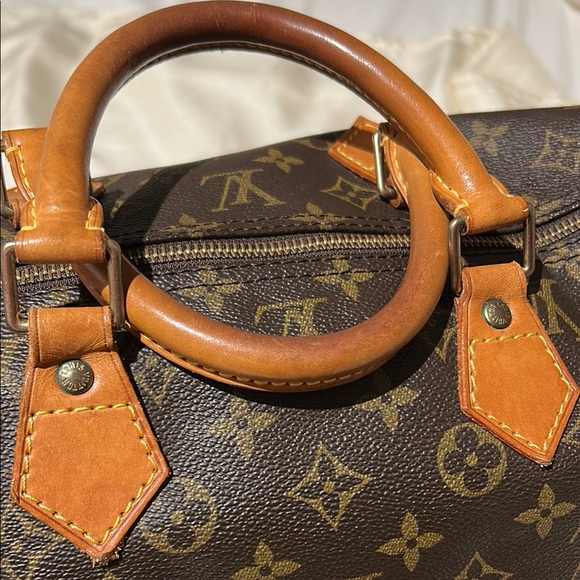 Louis Vuitton Brown Duffel Bag with Iconic Monogram and Leather Trim - Picture 6 of 16